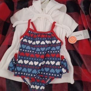 Brand New Carters Infant Girl's 3 Piece - 2 piece Bathing Suit & Cover Up